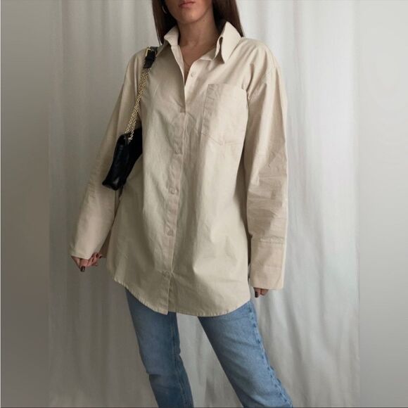 JANE button up top, beige - Picture 1 of 5